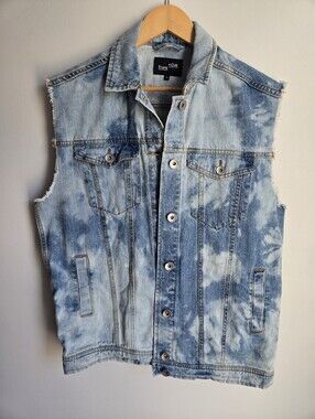 Frank & Oak Light Blue Tie-Dye Denim Vest